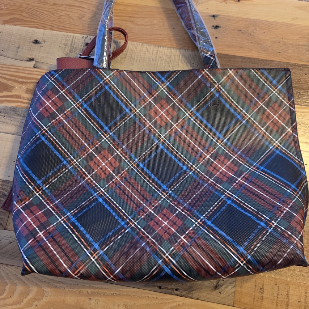 K. Carroll Plaid Reversible Tote Bag with Bow And Small Pouch - Picture 5 of 11